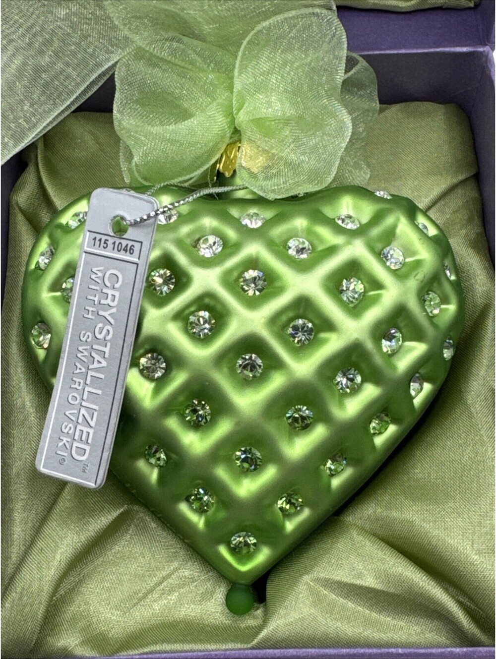 Swarovski Crystals Expressions From The Heart 3” Ornament Green Color Of Love